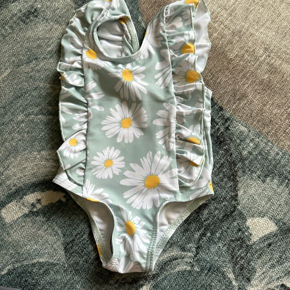 Green Floral Ruffle Swimsuit - Picture 1 of 3